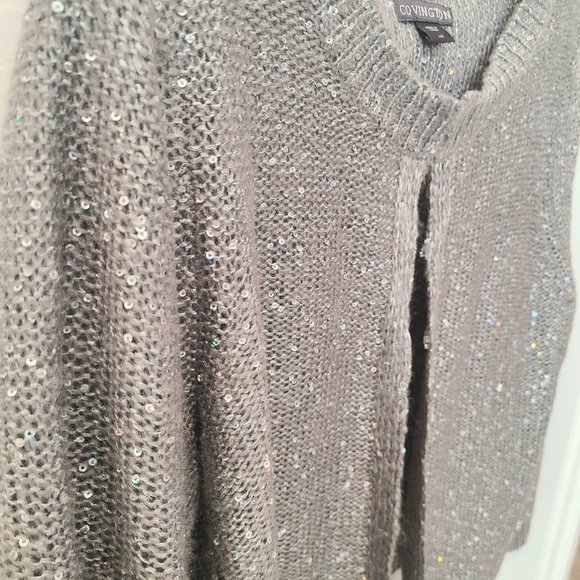 Covington gray sparkly cardigan sweater...size Large - Picture 2 of 5